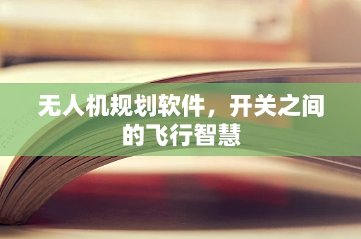 无人机规划软件，开关之间的飞行智慧
