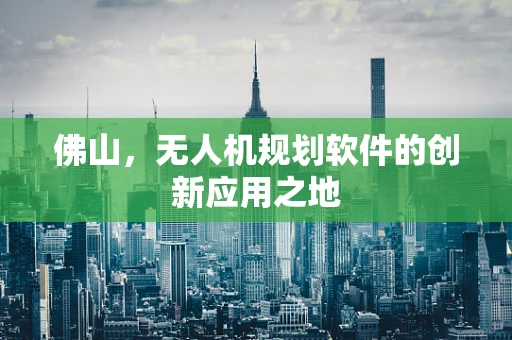 佛山，无人机规划软件的创新应用之地