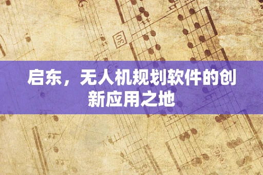 启东，无人机规划软件的创新应用之地