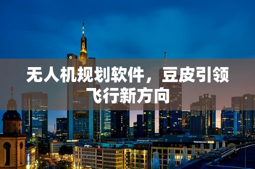 无人机规划软件，豆皮引领飞行新方向