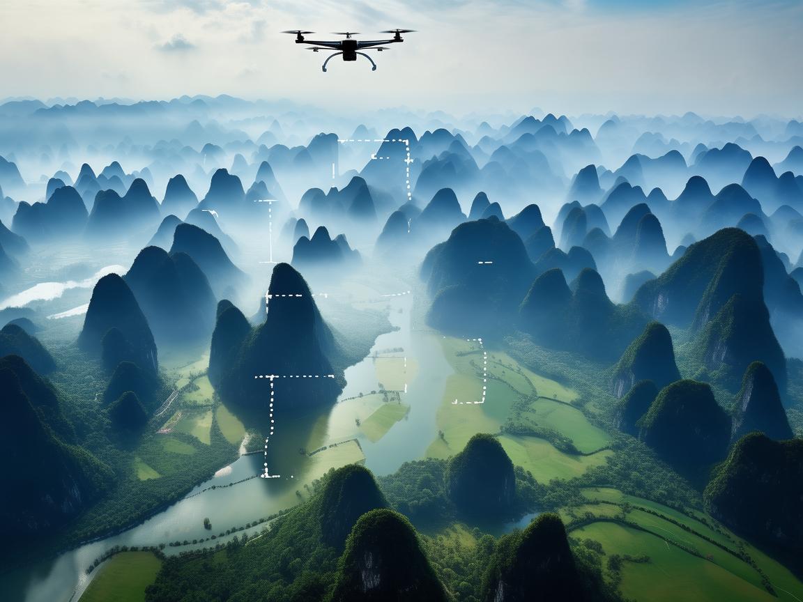 桂林风光下的无人机规划软件应用